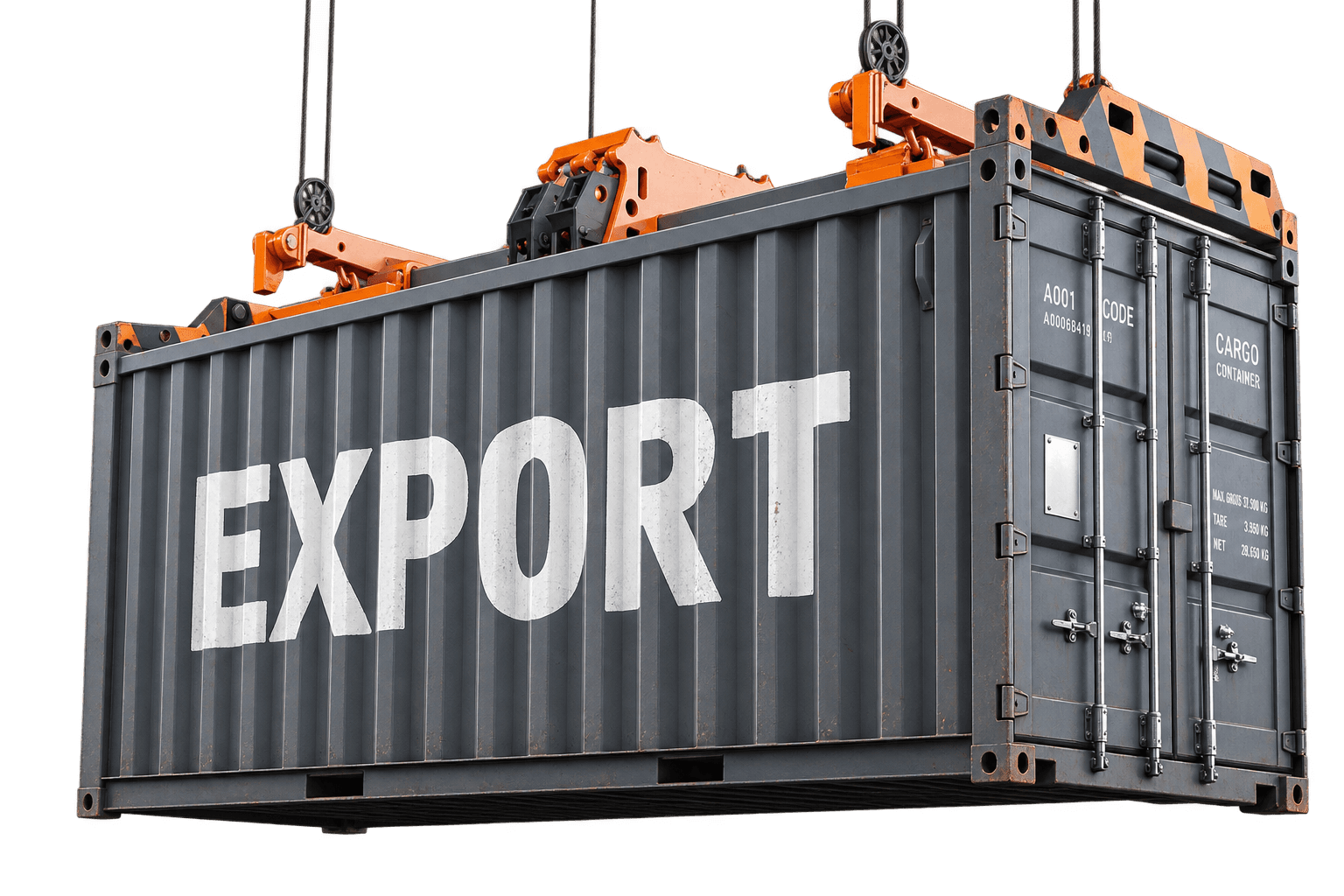 3D Heavy Cargo Shipping Container in Lower Right
