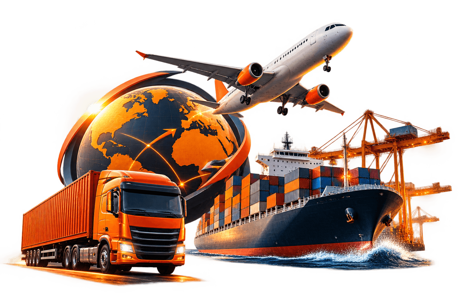 Global Air Cargo Aircraft and Seaport Logistics Visual